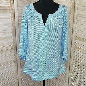 Lilly Pulitzer Blue Stripe MOXY Silk Blouse Top Small